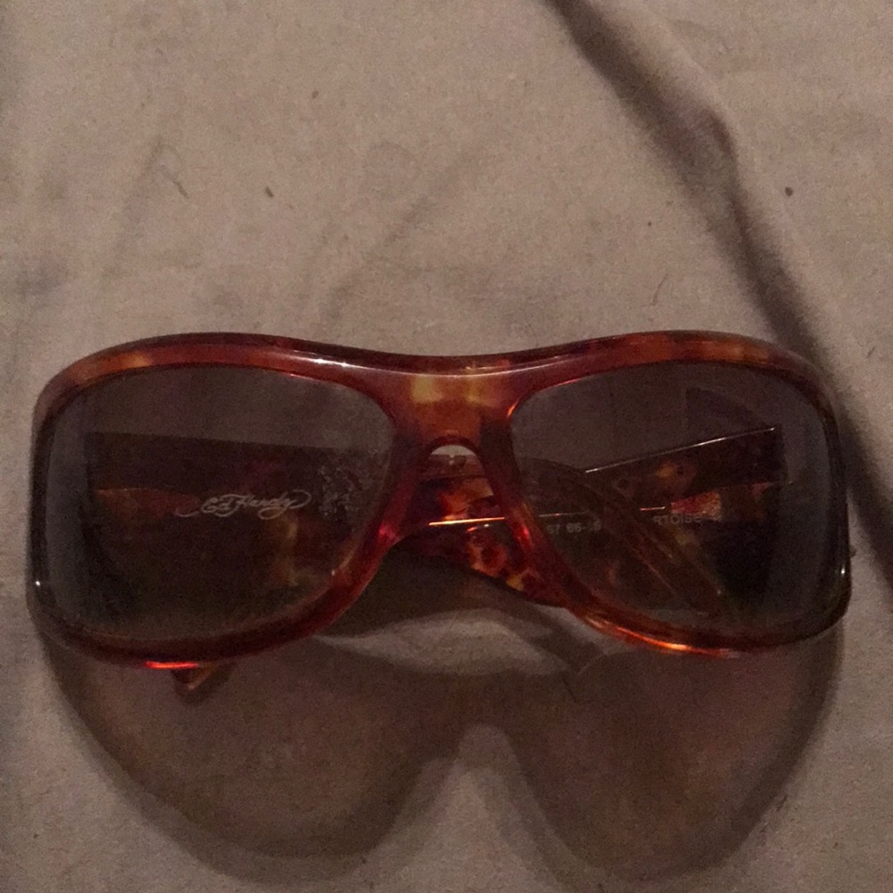 Brown embellished Ed Hardy sunglasses